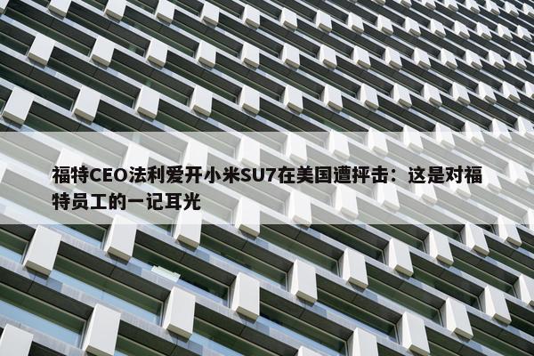 福特CEO法利爱开小米SU7在美国遭抨击：这是对福特员工的一记耳光