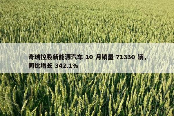 奇瑞控股新能源汽车 10 月销量 71330 辆，同比增长 342.1%