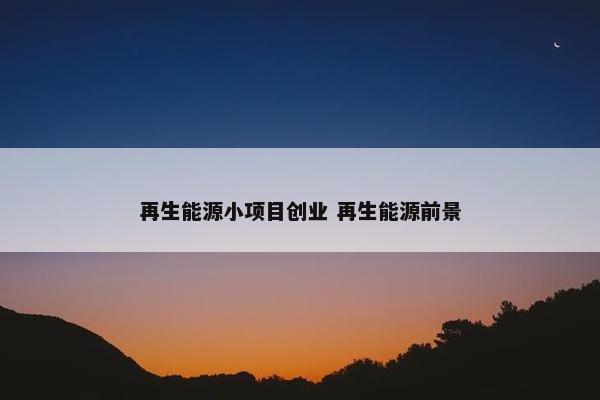 再生能源小项目创业 再生能源前景