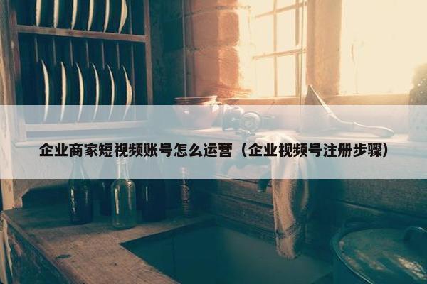 企业商家短视频账号怎么运营（企业视频号注册步骤）