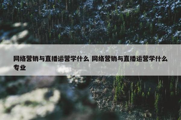 网络营销与直播运营学什么 网络营销与直播运营学什么专业