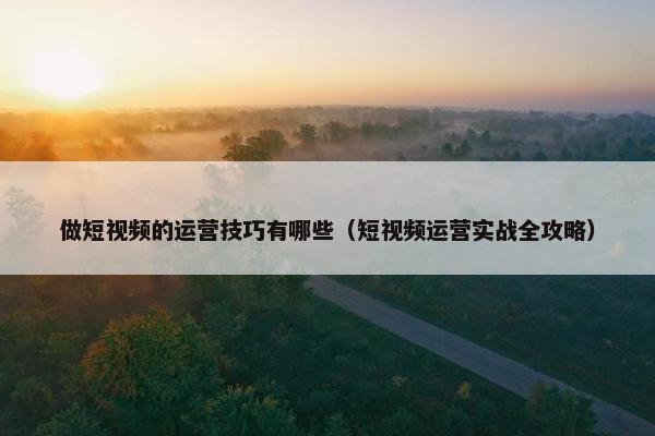 做短视频的运营技巧有哪些（短视频运营实战全攻略）