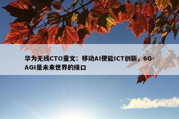 华为无线CTO童文：移动AI使能ICT创新，6G-AGI是未来世界的接口