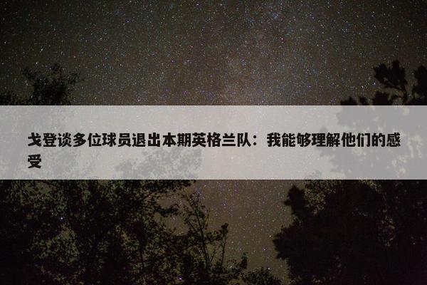 戈登谈多位球员退出本期英格兰队：我能够理解他们的感受