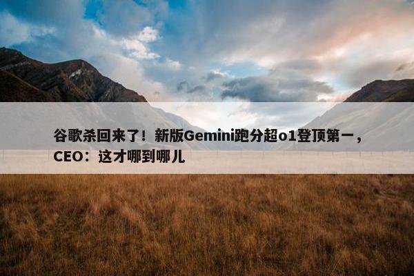 谷歌杀回来了！新版Gemini跑分超o1登顶第一，CEO：这才哪到哪儿