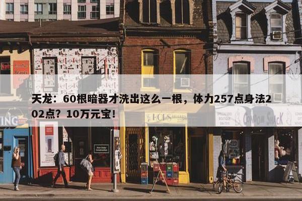 天龙：60根暗器才洗出这么一根，体力257点身法202点？10万元宝！