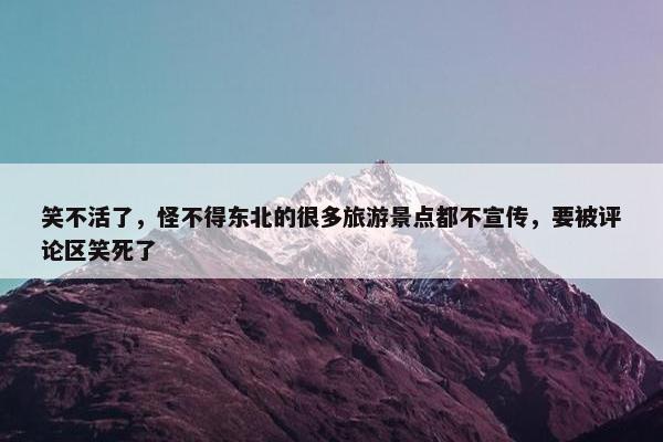 笑不活了，怪不得东北的很多旅游景点都不宣传，要被评论区笑死了