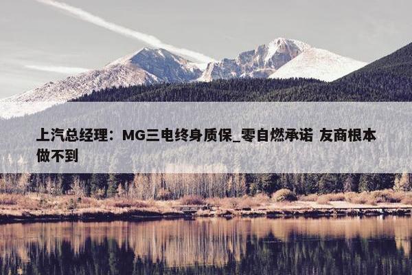 上汽总经理：MG三电终身质保_零自燃承诺 友商根本做不到