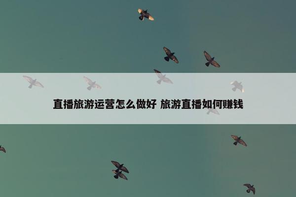 直播旅游运营怎么做好 旅游直播如何赚钱