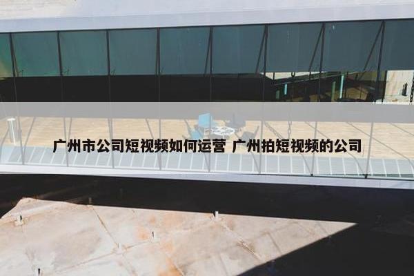 广州市公司短视频如何运营 广州拍短视频的公司