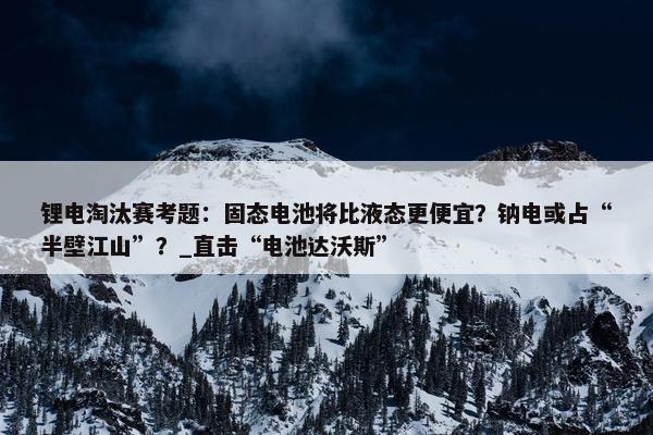 锂电淘汰赛考题：固态电池将比液态更便宜？钠电或占“半壁江山”？_直击“电池达沃斯”