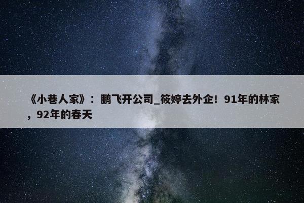 《小巷人家》：鹏飞开公司_筱婷去外企！91年的林家，92年的春天