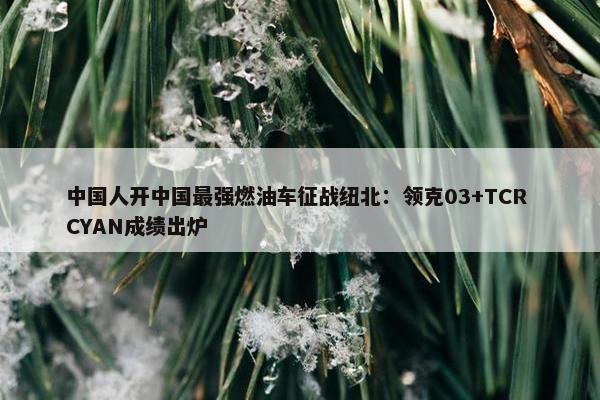 中国人开中国最强燃油车征战纽北：领克03+TCR CYAN成绩出炉