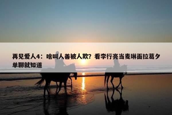 再见爱人4：啥叫人善被人欺？看李行亮当麦琳面拉葛夕单聊就知道