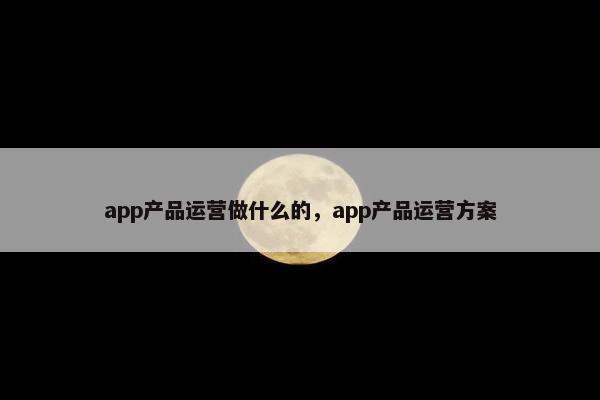 app产品运营做什么的，app产品运营方案