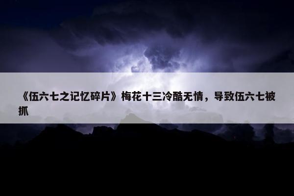 《伍六七之记忆碎片》梅花十三冷酷无情，导致伍六七被抓