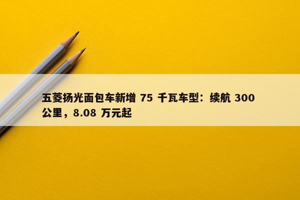 五菱扬光面包车新增 75 千瓦车型：续航 300 公里，8.08 万元起