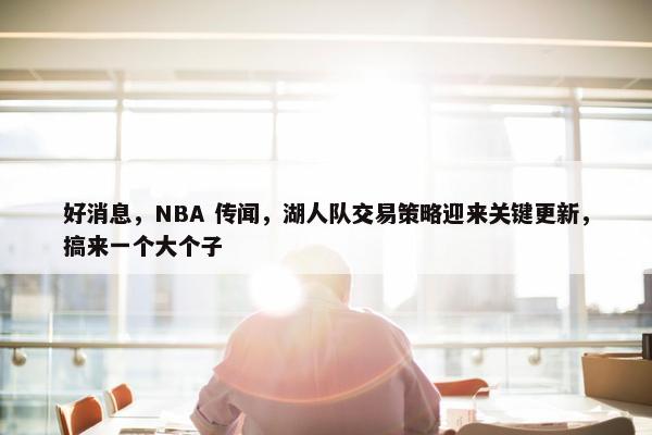 好消息，NBA 传闻，湖人队交易策略迎来关键更新，搞来一个大个子