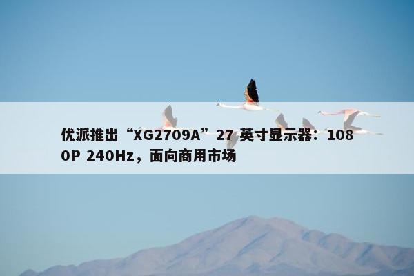 优派推出“XG2709A”27 英寸显示器：1080P 240Hz，面向商用市场