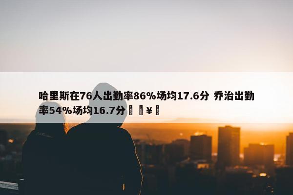 哈里斯在76人出勤率86%场均17.6分 乔治出勤率54%场均16.7分🥵