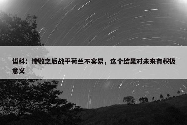 哲科：惨败之后战平荷兰不容易，这个结果对未来有积极意义