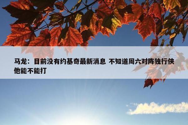 马龙：目前没有约基奇最新消息 不知道周六对阵独行侠他能不能打