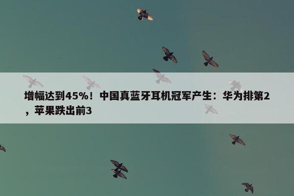 增幅达到45%！中国真蓝牙耳机冠军产生：华为排第2，苹果跌出前3