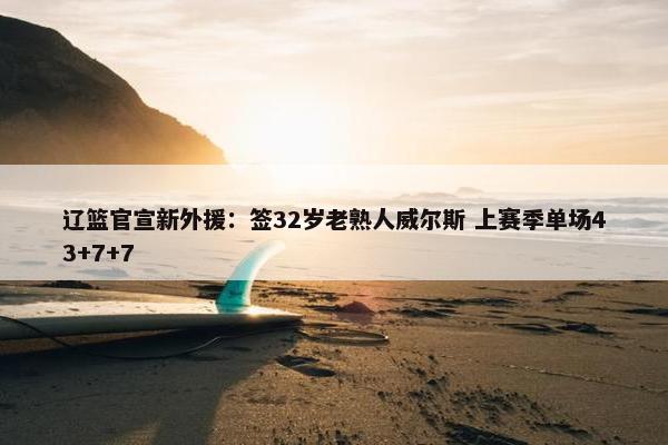 辽篮官宣新外援：签32岁老熟人威尔斯 上赛季单场43+7+7