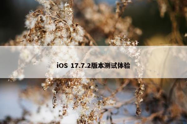 iOS 17.7.2版本测试体验