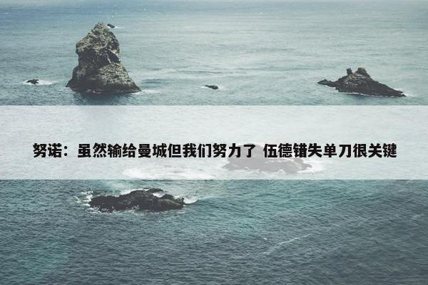 努诺：虽然输给曼城但我们努力了 伍德错失单刀很关键