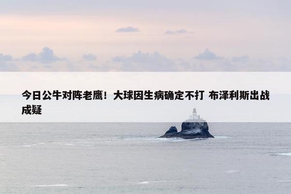 今日公牛对阵老鹰！大球因生病确定不打 布泽利斯出战成疑