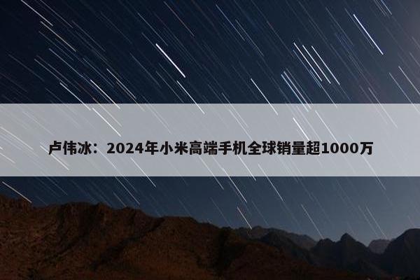 卢伟冰：2024年小米高端手机全球销量超1000万