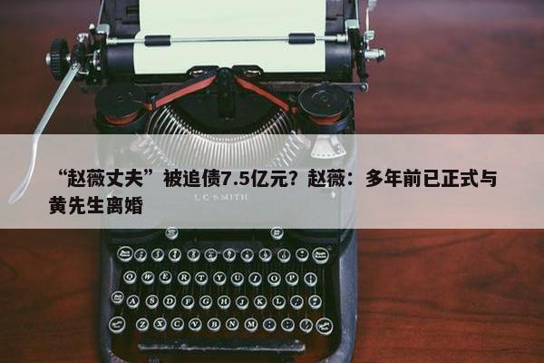 “赵薇丈夫”被追债7.5亿元？赵薇：多年前已正式与黄先生离婚