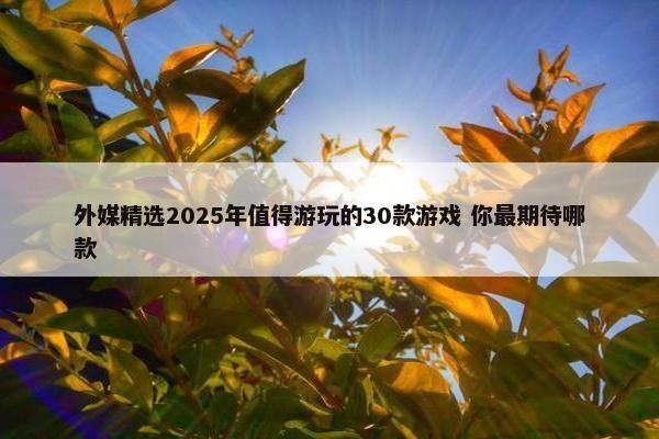 外媒精选2025年值得游玩的30款游戏 你最期待哪款