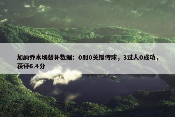 加纳乔本场替补数据：0射0关键传球，3过人0成功，获评6.4分