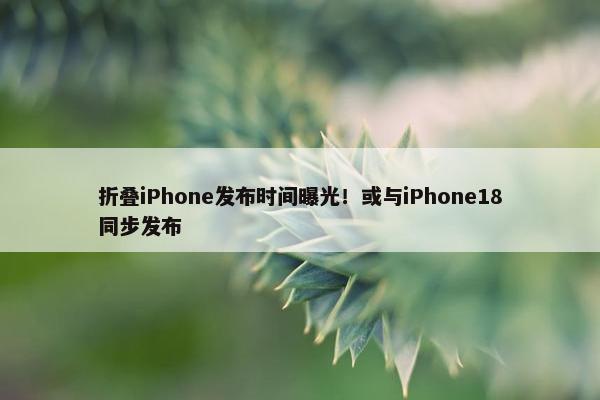 折叠iPhone发布时间曝光！或与iPhone18同步发布