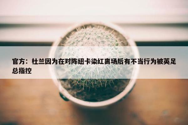 官方：杜兰因为在对阵纽卡染红离场后有不当行为被英足总指控