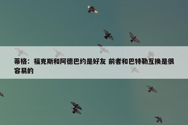 蒂格：福克斯和阿德巴约是好友 前者和巴特勒互换是很容易的