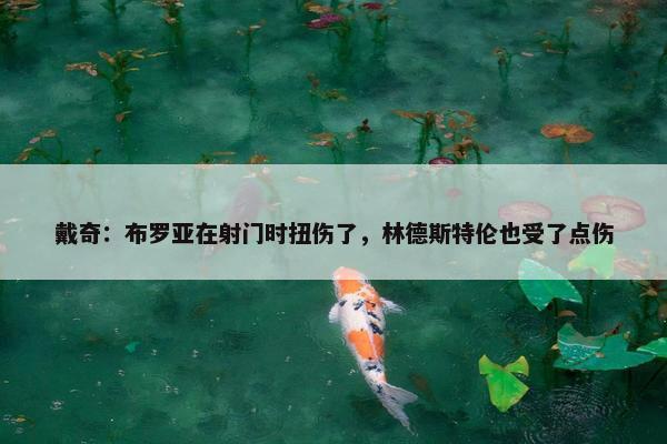 戴奇：布罗亚在射门时扭伤了，林德斯特伦也受了点伤