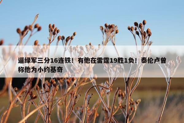 逼绿军三分16连铁！有他在雷霆19胜1负！泰伦卢曾称他为小约基奇