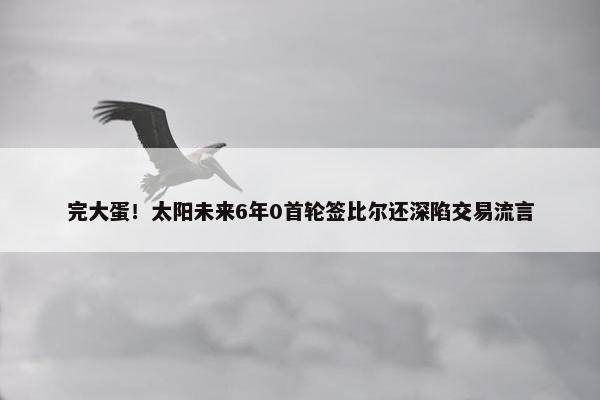 完大蛋！太阳未来6年0首轮签比尔还深陷交易流言