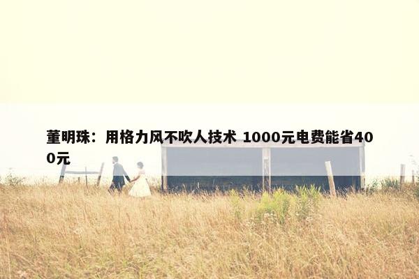 董明珠：用格力风不吹人技术 1000元电费能省400元