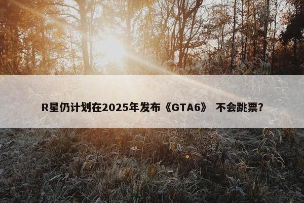 R星仍计划在2025年发布《GTA6》 不会跳票？