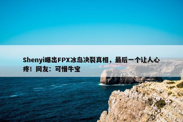 Shenyi曝出FPX冰岛决裂真相，最后一个让人心疼！网友：可惜牛宝