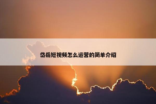 岱岳短视频怎么运营的简单介绍