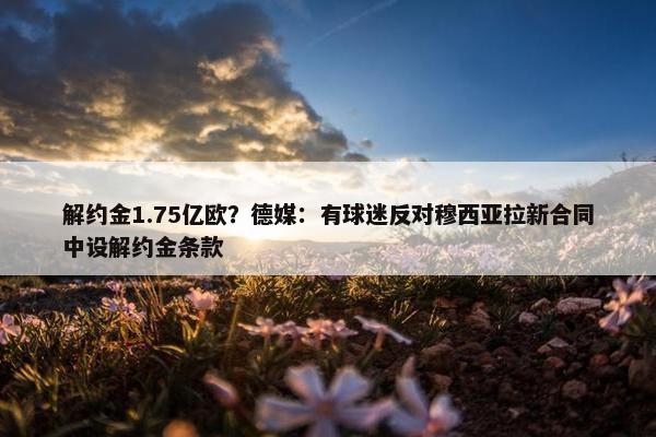 解约金1.75亿欧？德媒：有球迷反对穆西亚拉新合同中设解约金条款