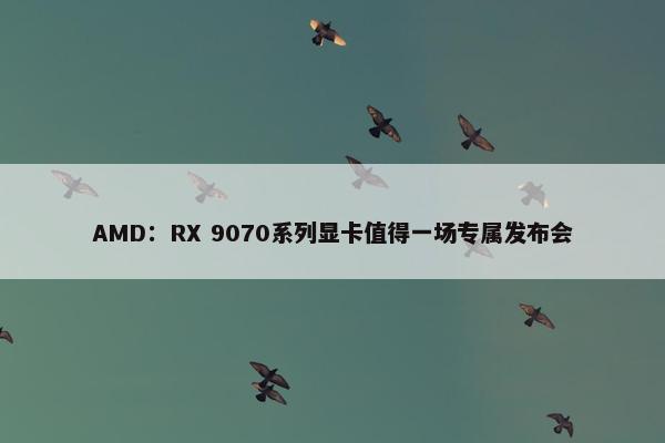 AMD：RX 9070系列显卡值得一场专属发布会