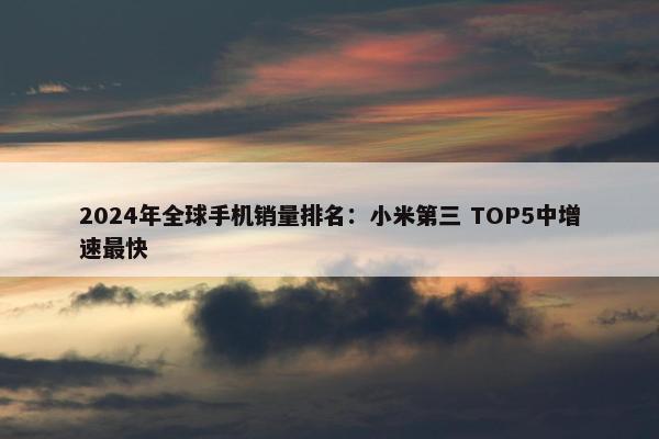 2024年全球手机销量排名：小米第三 TOP5中增速最快