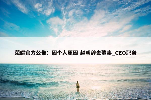 荣耀官方公告：因个人原因 赵明辞去董事_CEO职务