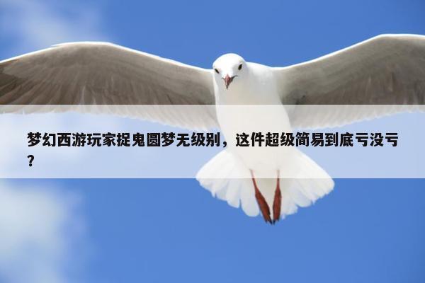 梦幻西游玩家捉鬼圆梦无级别，这件超级简易到底亏没亏？